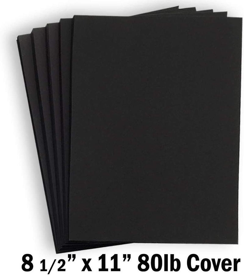 Hamilco Black Colored Cardstock Thick Paper - 8 1/2 x 11" Heavy Weight 80 lb Cover Card Stock - for Scrapbook Craft Calligraphy or Chalkboard Papers for Printer - 50 Pack - Image 2